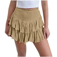 Žene smokirane rufffle mini suknje visoko struk Ljeto Slatke kratke suknje Golf tenis torta suknja plus veličina