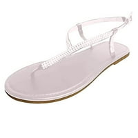 Aboser ženske ravne sandale za ravne tange Clip-Toe Rhinestone T-Strap Flip Flop Ležerne prilike Bohemian
