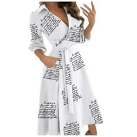 Ljetne haljine Trendi ispisani Srednja duljina zamotavanje rukava V-izrez Dress White L