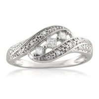 Carat Princess-Cut & okrugli dijamantni modni prsten u 14k bijelo zlato