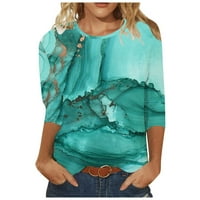 Cleance Womens Ljetni vrhovi rukave casual bluza Ispisane žene Bluze Okrugli izrez labavi, svijetlo