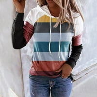 Ženska majica Plus veličine Tortleneck Stripe Ispiši džep sa kapuljačom pulover s kapuljačom Duks pulover
