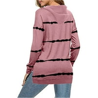 Ženska dukserica - Striped pad i zimski pulover Patchwork Ispis Današnje ponude s kapuljačom dugih rukava labavi ružičasti dukseri l