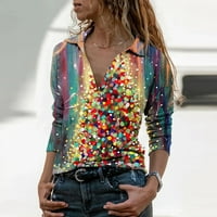 Ženska modna casual dugi rukav V izrez cvjetni pulover TOP bluza hot8sl4488387