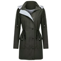 Jesenje jakne za žene Čvrsta kišna jakna na otvorenom plus veličine s kapuljačom od kapuljača od vjetra