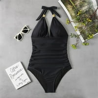 Plus size Ženski kupaći kostim Halter Ruched Tummy Courming kostim za prazan kostim plivanje