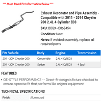 Izduvni rezonator i montaža linija - kompatibilan sa - Chrysler 2.4L 4-cilindar ED 2013