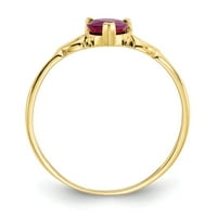 10k žuto zlatni prsten sa kamenjem juli Ruby Heart Crveno, veličina 9