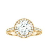 1. CT okrugli rez Moissitni prsten, zaručnički prsten za žene, 14k žuto zlato, SAD 7,00