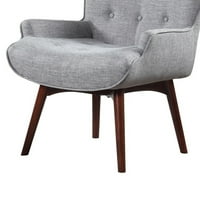 Drvena i tkanina naglasna stolica sa otomanskom, sivom i smeđom - Saltoro Sherpi