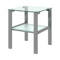 Sinfoxeon Glass Dvoetažni stol za kavu, mali okrugli sto, spavaća soba ugaoni stol, siva bočna stola u dnevnoj sobi