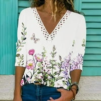 Bluza s dugim rukavima plus veličina, ženski ljetni kratki rukav s labavim majicama za bluzu ljubičaste