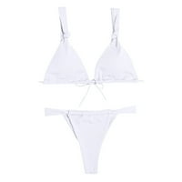 TAWOP WOMENS kupaći kostim modne žene Split kupaći kostim show struk čvrsta boja seksi bikini bijeli