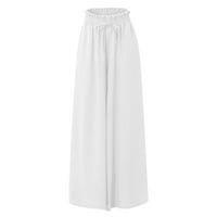 Navlaka za žene Ljetne hlače Palazzo udobne velike pantalone sa visokim strukom sa džepom bijeli XL