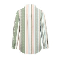 Ženski dukseri FASHION V Retrid Striped Roll up džemper spuštane vrhove sa džepom Looba majica Active odjeća MINT Green L