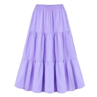 Lilgiuy teniska suknja za žene modna casual puna boja visoka struka velika srednja duljina suknja