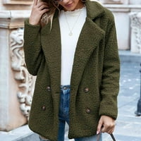 Ženske zimske kapute dame skreću zimu niz čvrstu boju lambswoo topla ovratnik odjeća jakna zelena veličina