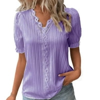 Sanbonepd Žene čipke V izrez obična čipka Elegantna majica modna čvrsta elegantna bluza