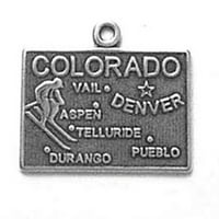 Sterling srebrna 8 šarm narukvica sa priloženom kompanijom Colorado State Map Outline Word Charm