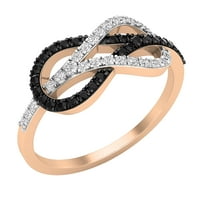 DazzlingRock kolekcija okrugla poboljšana crno-bijela dijamantna Infinity Right prsten za žene u 10k