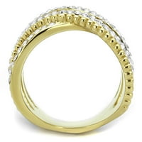 Ženski zlatni prstenovi dvotonski ip zlatni prsten od nehrđajućeg od nehrđajućeg čelika sa gornjim kristalom