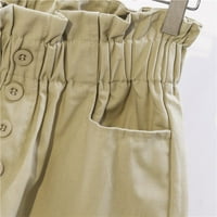 Hlaftene ljetne kratke hlače Čvrsti džep u boji Ležerne hlače Široke noge Hlače Elastični struk