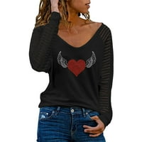 Adviicd Tee za žene kratki rukav ženski vrući bušenje kostura leptir srce u obliku dugih rukava majica u pakovanju