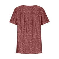 Strungten ženska modna tiskana V-izrez Labavi majica kratkih rukava Top ljetnih vrhova za žene Trendy