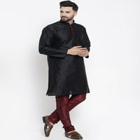 Eloria Muška indijska tradicionalna svila mješavina Čvrsta crna kurta sa Churidarom pidžamom