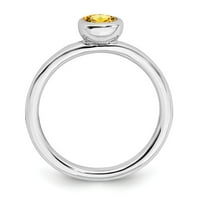 Sterling srebrne boje izraze niske okrugle citrinske prstene veličine: 8; za odrasle i tinejdžere; Za