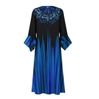 Proljetne haljine za žene Ljeto Ležerne prilike za tiskane haljine Boho haljina Blue XXL