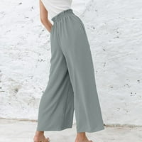 Ženske hlače Ljeto Jogger Solid Lanen Crnkstring elastične struke Duge hlače za hlače za noge