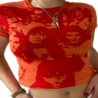 Lesimsam ženski portretni tiskani majica, kratki rukav okrugli vrat Tanko ugrađenim vrhovima za mlade