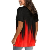 Moonker Womens Tops Košulje za žene V-izrez Džepne tučine Bluze TEE majica Top kratkih rukava 2xl crvena