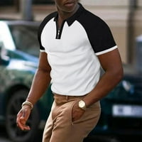 Muškarci Zip Up Up Up Slim Slim Fit Business V izrez Majica Top Ležerne bluza Bijela crna 2xl