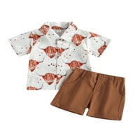 Baby Kids Boys Hotcres Set, majica za glavu s kratkim rukavima s čvrstim kratkim hlačama ljetna odjeća