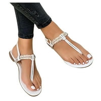 Juebong Rhinestone Sandale Ženske cipele ravne plažne sandale i papuče žene, bijela veličina 5.5
