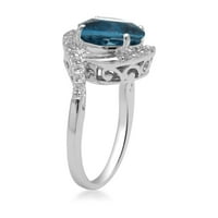 Jewelili Sterling srebro sa okruglim londonskim plavim Topazom i okruglom bijelom Topazom sa okruglim smaragdnim kamenjem sa bočnih obilaznih prstena, veličine 5