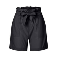 HFYIHGF šare za papir za žene Ljeto casual bowknot pojasela elastična visoka struka širokog nogu plaža labave hlače sa džepovima