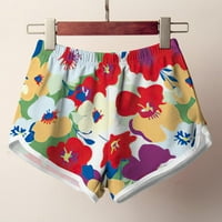 Hlače za žene Lagane ležerne prilike cvjetne kratke hlače Kratke hlače Elastična struka Comptring Comfy kratke hlače, Multicolor, XL