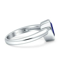 Bezel set x kruška prsten simulirani plavi safir CZ srebra