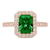2.07ct smaragdni rez zeleni simulirani smaragd 18K ružičasto zlato Angažovanje halo prstena veličine