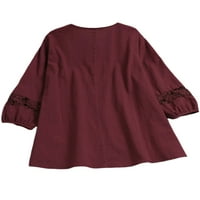 Sanviglor Dame vrhovi košulje u boji čipke Cvjetna bluza Labava tunika Košulja Poslovno vino crveno 3xl