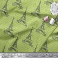 Soimoi Green Rayon tkanina Tekst i Eiffelov toranj Arhitektonski tiskani tkaninski dvorište širom