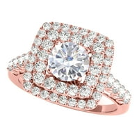 2. Carat Halo Moissanite Diamond zaručni prstenovi za žene u 14K solidne ruže zlato veličine 8