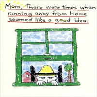 Žena se penje zelena uokvirena prozora smiješna šaljiva rođendanska karta za mamu