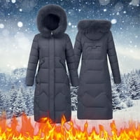 Twifer Winter Cloat za žene Ženska srednja dužina odvojiva struka tanji vezati zavlačenje pamučne jakne