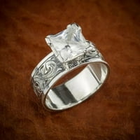 Shiny Retro Fashion Silver Prirodni bijeli safirni prsten za brisanje vjenčanja