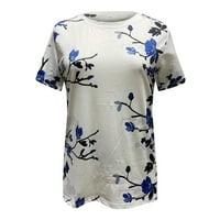 Aoochasliy majice za žene Grafički klirens Dame Trendy O-izrez Cvjetni ispis Majica kratkih rukava,