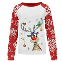 Božićne majice za žene Modni novost Xmas Reindeer lose Print Raglan dugih rukava Crewneck Dukseri ružni